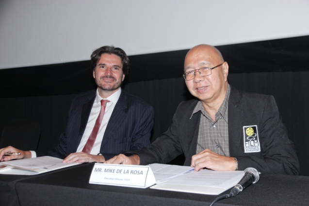 from left: EU Political Counselor Dr. Julian Vassallo and FDCP Exec Dir Mike Dela Rosa. Cine Europa will screen the best European movies for free at Shang Cineplex, Shang Rila Plaza from September 11-21, 2014. Photo by Jude Bautista.