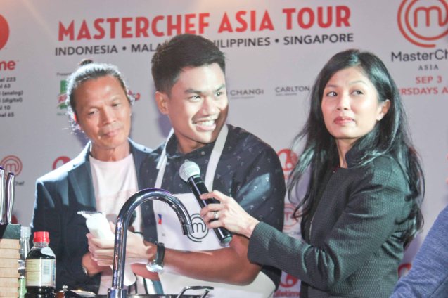 from left: Chef Susur Lee, Jake Aycardo & Audra Morrice. MasterChef Asia visited URBN Bar & Kitchen 28th St, Bonifacio Global City, Taguig. Photo by Jude Bautista