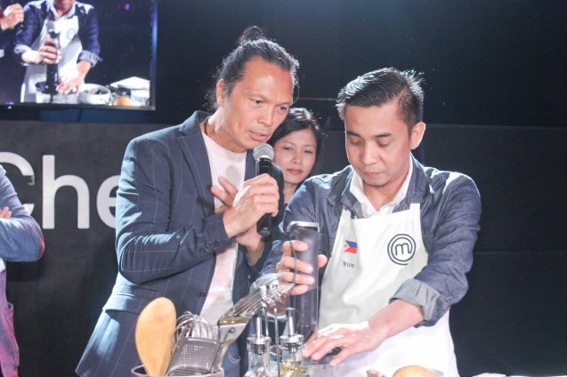 Chef Susur interviews Rico Amancio in the heat of competition. MasterChef Asia visited URBN Bar & Kitchen 28th St, Bonifacio Global City, Taguig. Photo by Jude Bautista
