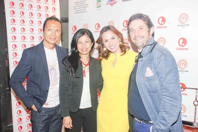 from left: MasterChef judges Chef Susur Lee, Audra Morrice, Launch Host Issa Litton and Chef Bruno Ménard. MasterChef Asia visited URBN Bar & Kitchen 28th St, Bonifacio Global City, Taguig. Photo by Jude Bautista